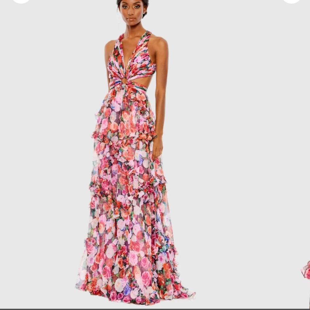 Mac Duggal Multicolor Floral Maxi Dress